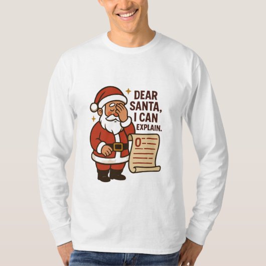 Dear Santa, I Can Explain Funny Christmas T-Shirt (Vorderseite)