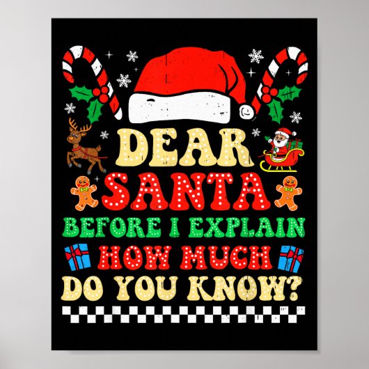 Dear Santa I Can Explain Funny Christmas Xmas Squa Poster (Vorne)