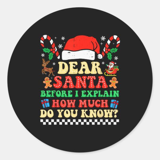 Dear Santa I Can Explain Funny Christmas Xmas Squa Runder Aufkleber (Vorderseite)