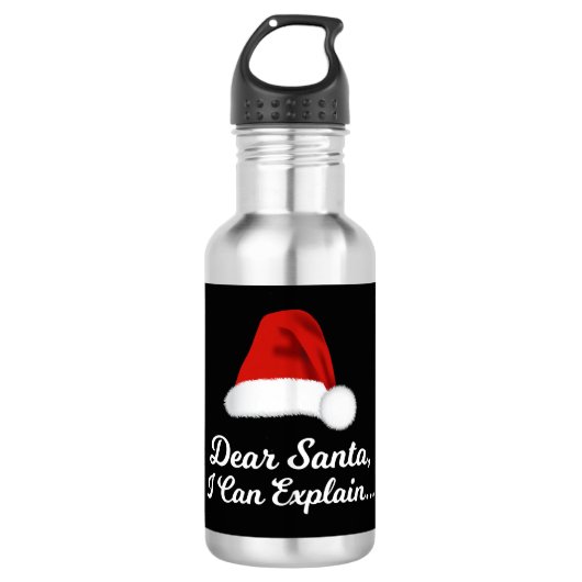 Dear Santa I Can Explain Funny Edelstahlflasche (Vorderseite)
