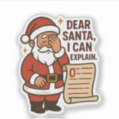 Dear Santa, I Can Explain Sticker (Vorderseite)