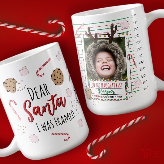 Dear Santa (I was Framed) Funny Mugshot Christmas Kaffeetasse