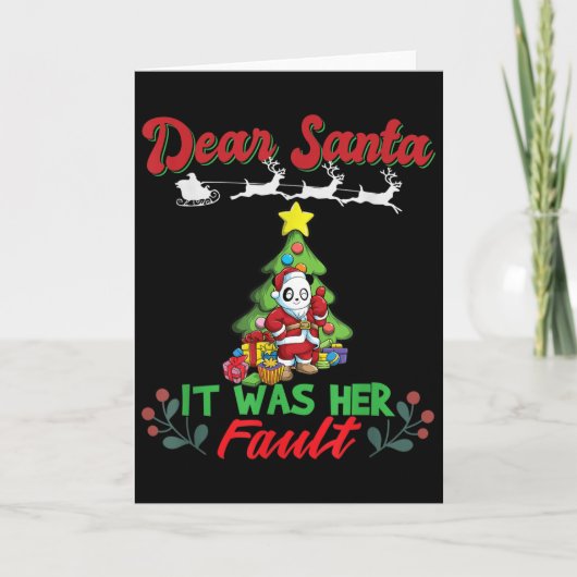 Dear Santa It Was Her Fault Siblings Matching Xmas Karte (Vorderseite)
