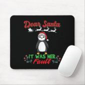 Dear Santa It Was Her Fault Siblings Matching Xmas Mousepad (Mit Mouse)