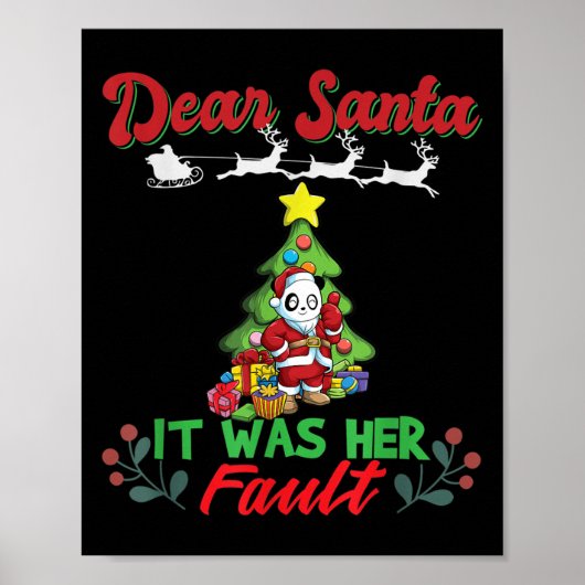 Dear Santa It Was Her Fault Siblings Matching Xmas Poster (Vorne)