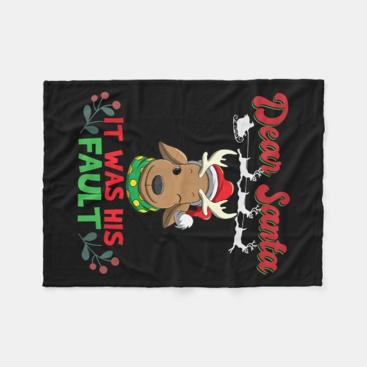 Dear Santa It Was His Fault Siblings Matching Xmas Fleecedecke (Vorderseite (Horizontal))