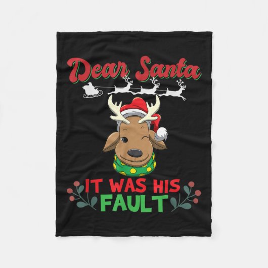 Dear Santa It Was His Fault Siblings Matching Xmas Fleecedecke (Vorderseite)