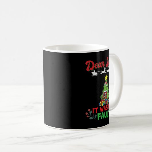 Dear Santa It Was His Fault Siblings Matching Xmas Kaffeetasse (VorderseiteRechts)