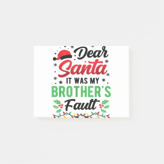 Dear Santa It Was My Brother's Fault Kids Funny Ch Post-it Klebezettel (Vorderseite)
