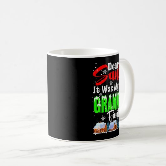 Dear Santa It Was My Granny's Fault Santa Naughty Kaffeetasse (VorderseiteRechts)