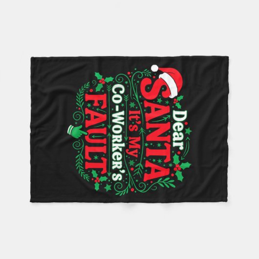Dear Santa It's My Coworker's Fault Funny Christma Fleecedecke (Vorderseite (Horizontal))