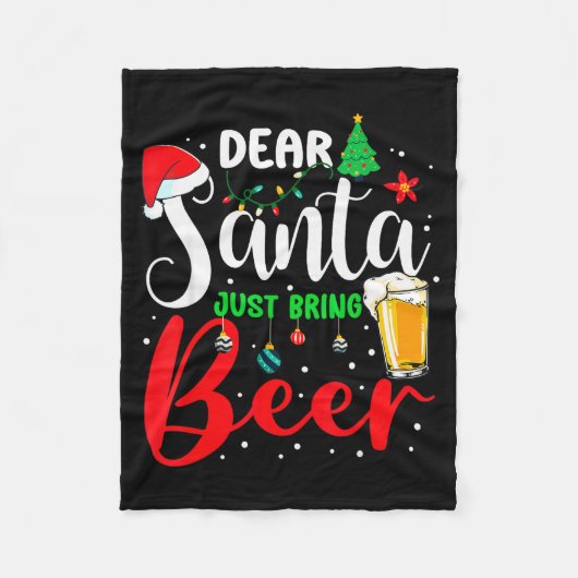 Dear Santa Just Bring Beer Christmas Pajamas Famil Fleecedecke (Vorderseite)