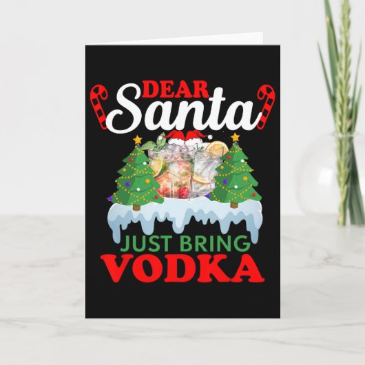 Dear Santa Just Bring Vodka Family Christmas Match Karte (Vorderseite)
