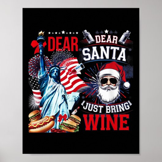 Dear Santa Just Bring Wine For Christmas Poster (Vorne)