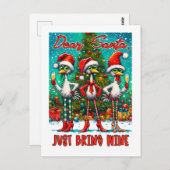 Dear Santa Just Bring Wine  Postkarte (Vorne/Hinten)