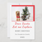 Dear Santa, Let Me Explain - Fun photo CHRISTMAS Dankeskarte (Vorderseite)
