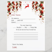 Dear Santa Letter Red GoldOrnaments Christmas Tree (Vorderseite)
