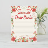 Dear Santa Letter Template | Kids Christmas Einladung (Stehend Vorderseite)