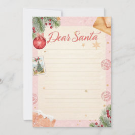  Dear Santa Letter Template | Pastel Pink & Gold Einladung