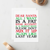 Dear Santa Mitteilungskarte (Vorderseite/Rückseite Beispiel)