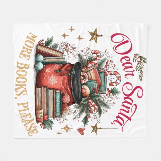 Dear Santa, More Books Please  Fleecedecke (Vorderseite (Horizontal))