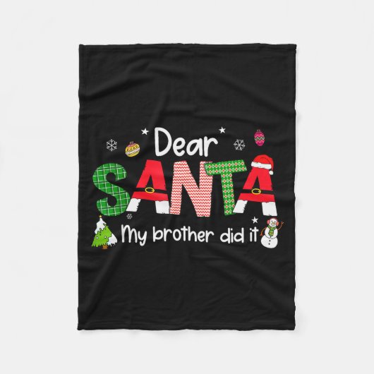 Dear Santa My Brother Did It Christmas Pjs Family Fleecedecke (Vorderseite)