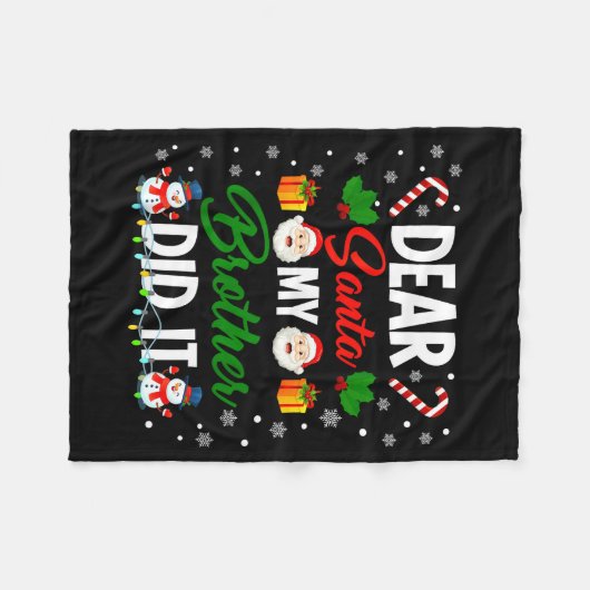 Dear Santa My Brother Did It Funny Christmas Boys Fleecedecke (Vorderseite (Horizontal))