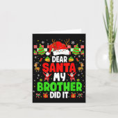 Dear Santa My Brother Did It Funny Christmas Boys Karte (Vorderseite)