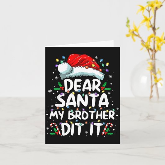 Dear Santa My Brother Did It Funny Christmas Boys  Karte (Gelbe Blume)
