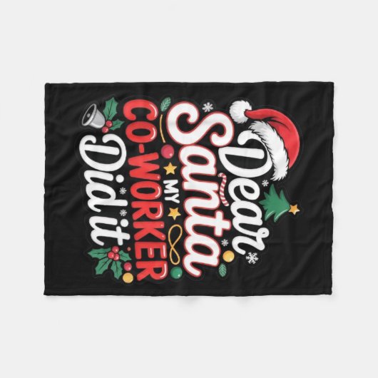 Dear Santa My Co-worker Did It Funny Christmas Cow Fleecedecke (Vorderseite (Horizontal))