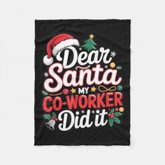 Dear Santa My Co-worker Did It Funny Christmas Cow Fleecedecke (Vorderseite)