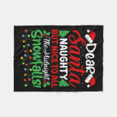 Dear Santa Naughty But Nice To All Midnight Snowfa Fleecedecke (Vorderseite (Horizontal))