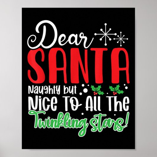 Dear Santa Naughty But Nice To All The Twinkling S Poster (Vorne)