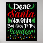 Dear Santa Naughty But Nice To The Reindeer! Funny Poster (Vorne)