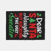 Dear Santa Naughty But Rocking Ugly Christmas Swea Fleecedecke (Vorderseite (Horizontal))
