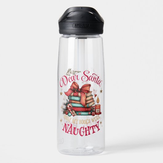 Dear Santa, Only My Books Were Naughty  Trinkflasche (Rückseite)