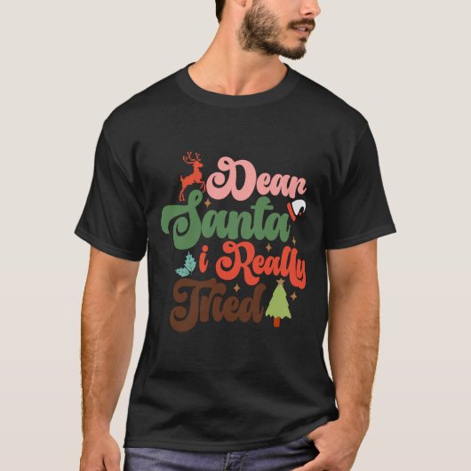 Dear Santa Retro Groovy Christmas Holidays T Shirt (Vorderseite)