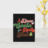 Dear Santa Retro Groovy Christmas Holidays T Shirt Karte (Gelbe Blume)