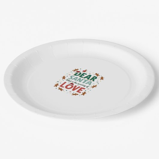 Dear Santa What is the meaning of Love Ugly Design Pappteller (Schrägansicht)