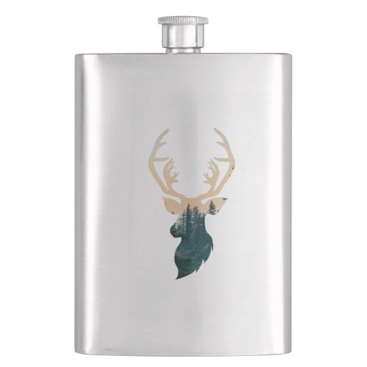 Dear silhouette in forest flachmann (Vorderseite)