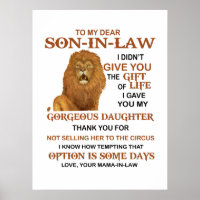 Dear Son-in-Law I Gave You My Gorgeous Daughter