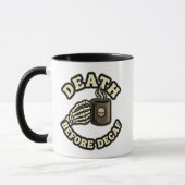 Death Before Decaf | Funny Retro Skull & Coffee  Tasse (Links)