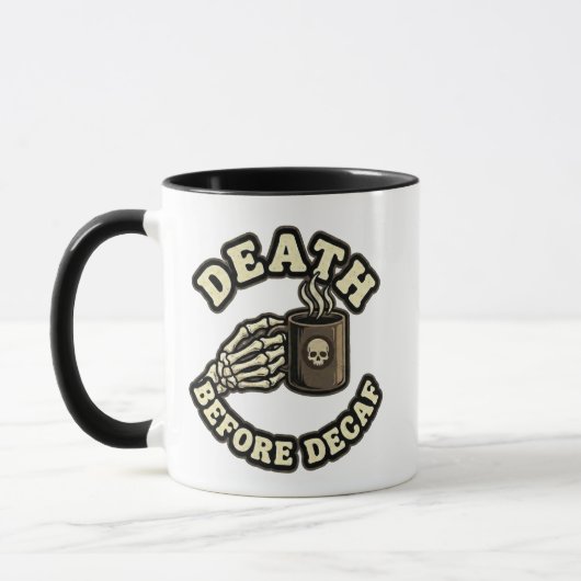 Death Before Decaf | Funny Retro Skull & Coffee  Tasse (Links)