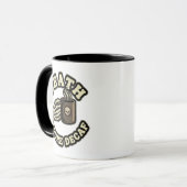 Death Before Decaf | Funny Retro Skull & Coffee  Tasse (Vorderseite Links)