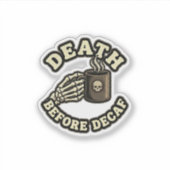 Death Before Decaf | Funny Retro Skull Laptop Aufkleber (Vorderseite)