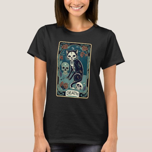 Death Cat Tarot Card Graphic for Tarot Cat Lovers  T-Shirt (Vorderseite)