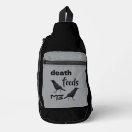 Death Crow Print Cut Sew Bag Crossbody Bag