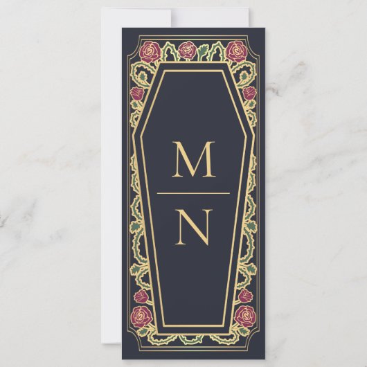 Death Do us Part Blue Coffin Gothic Save the Date Einladung (Rückseite)