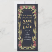 Death Do us Part Blue Coffin Gothic Save the Date Einladung (Vorderseite)