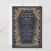 Death Do us Part Gold Blue Gothic Wedding QR Code Einladung (Vorderseite)